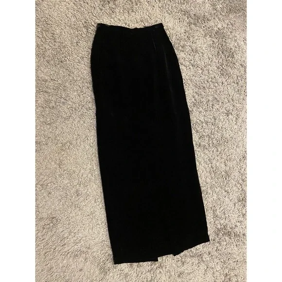 Kay Unger Formal Black Silk Blend Velvet Maxi Skirt High Back Slit Size 4
